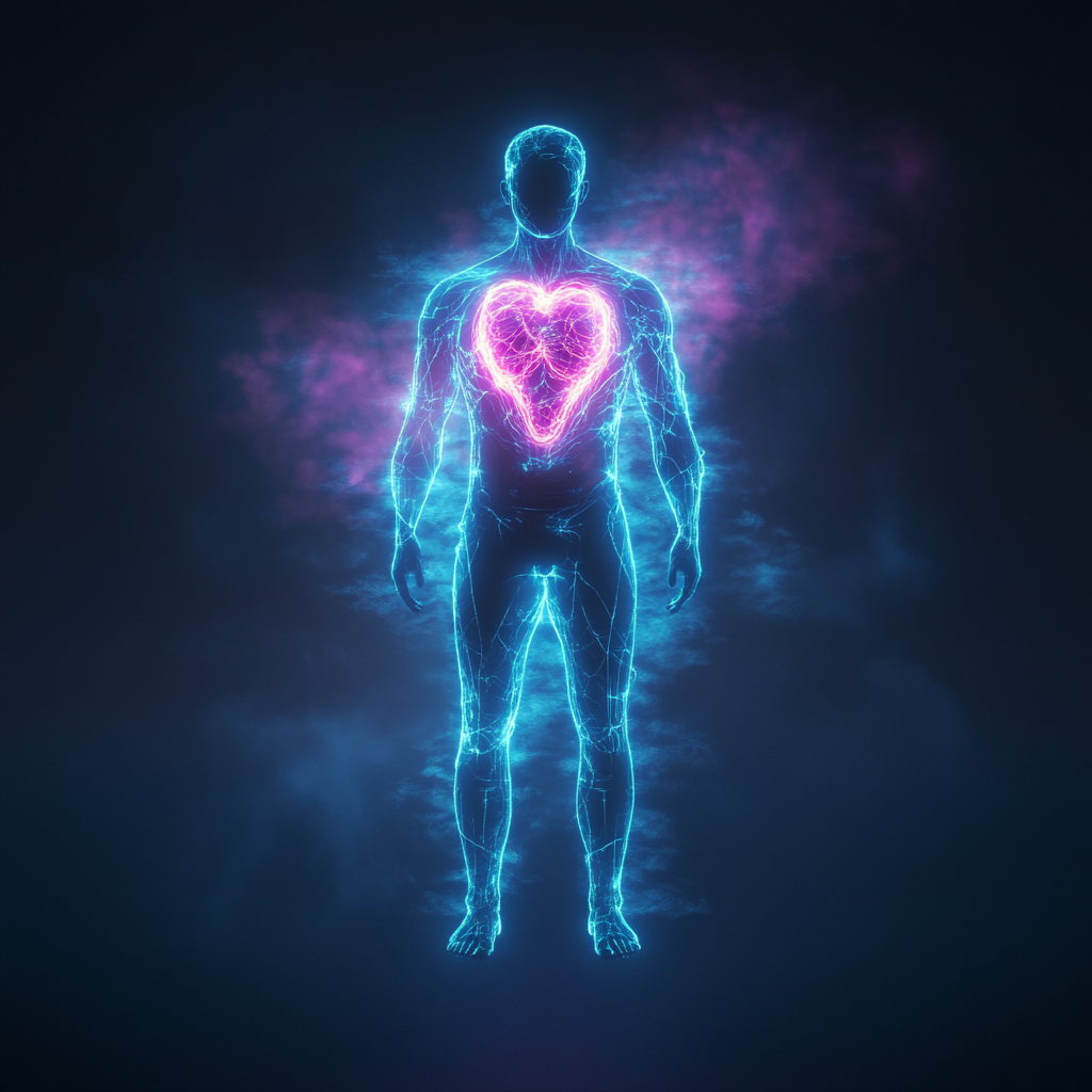 Radiant Heart Energy Field Surrounds Human Figure