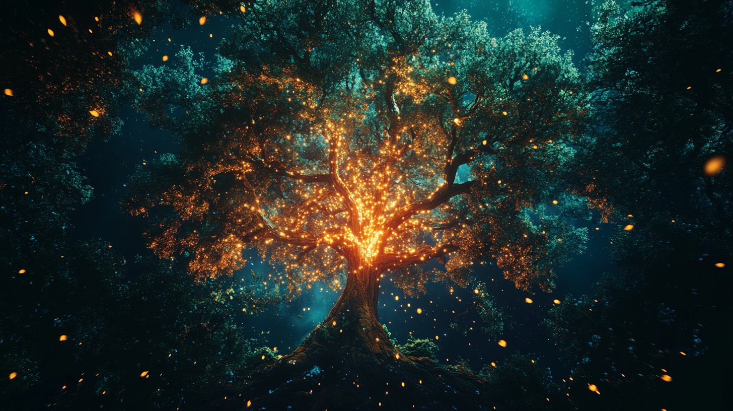 Radiant Tree of Life: Healing Energy Illustration