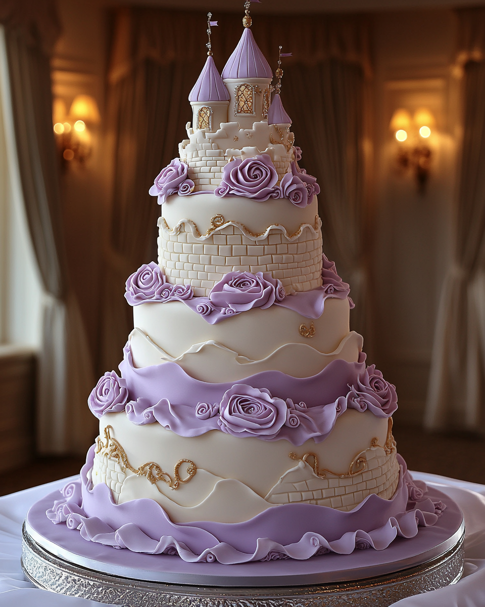 Rapunzel's Tower Inspired Lavender Wedding Cake