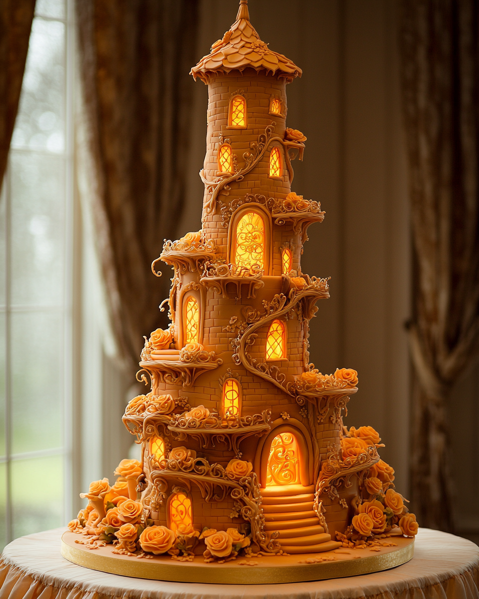 Rapunzel's Tower Inspired Wedding Cake with Elaborate Design