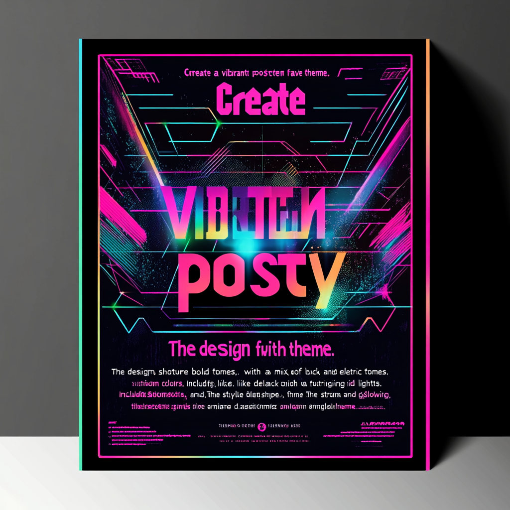 Rave party poster with bold neon colors and futuristic elements.