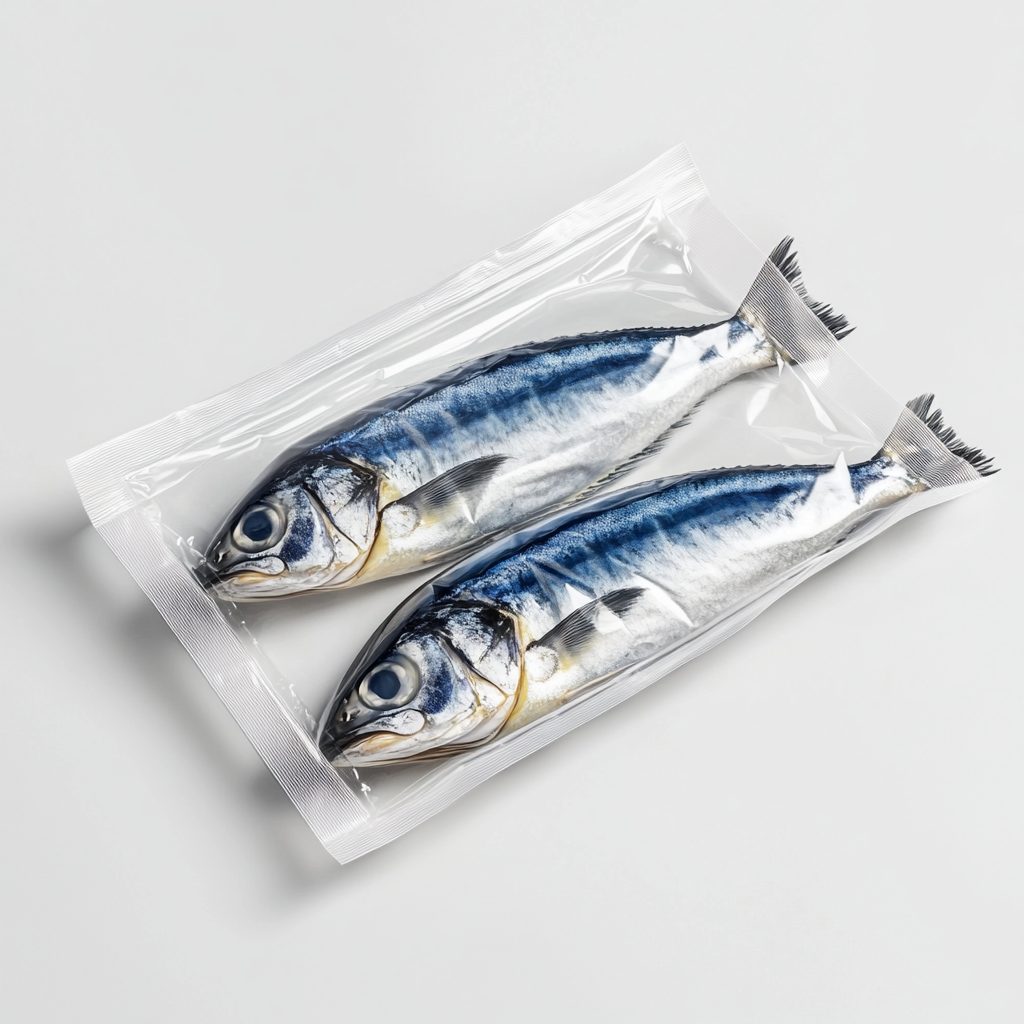 Ready-to-eat fish packaging for supermarket, Mediterranean style, luxurious.