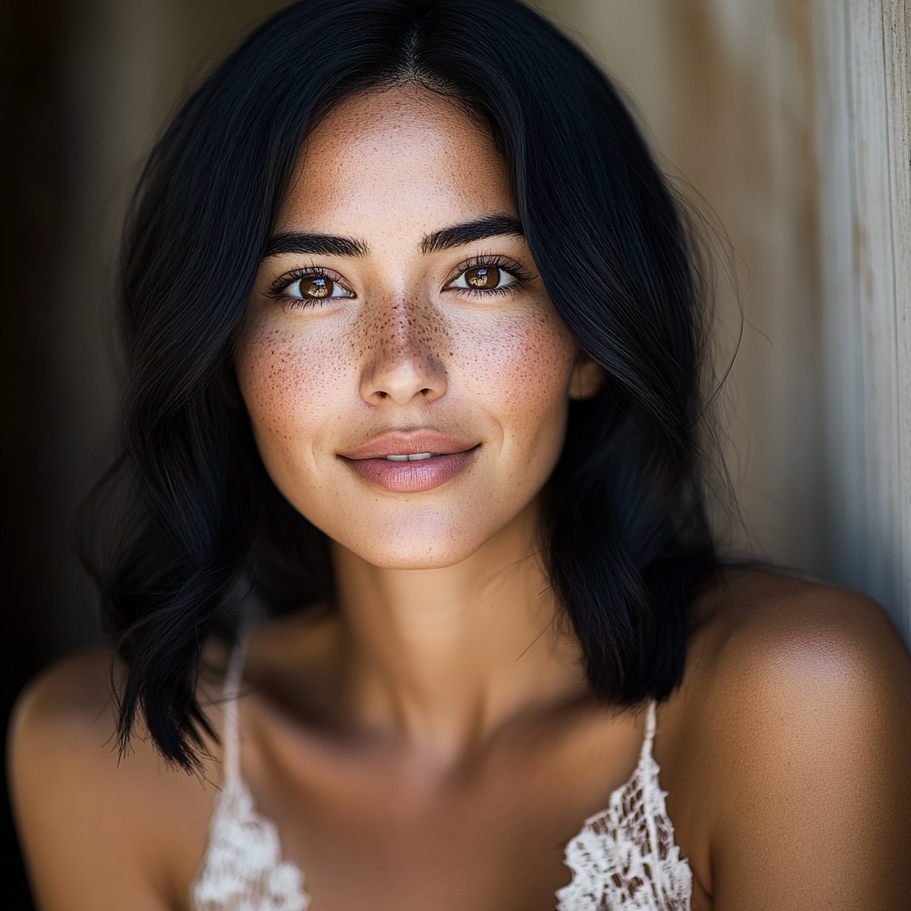 Realistic 28-Year-Old Hispanic Woman Portrait, Canon EOS 5D