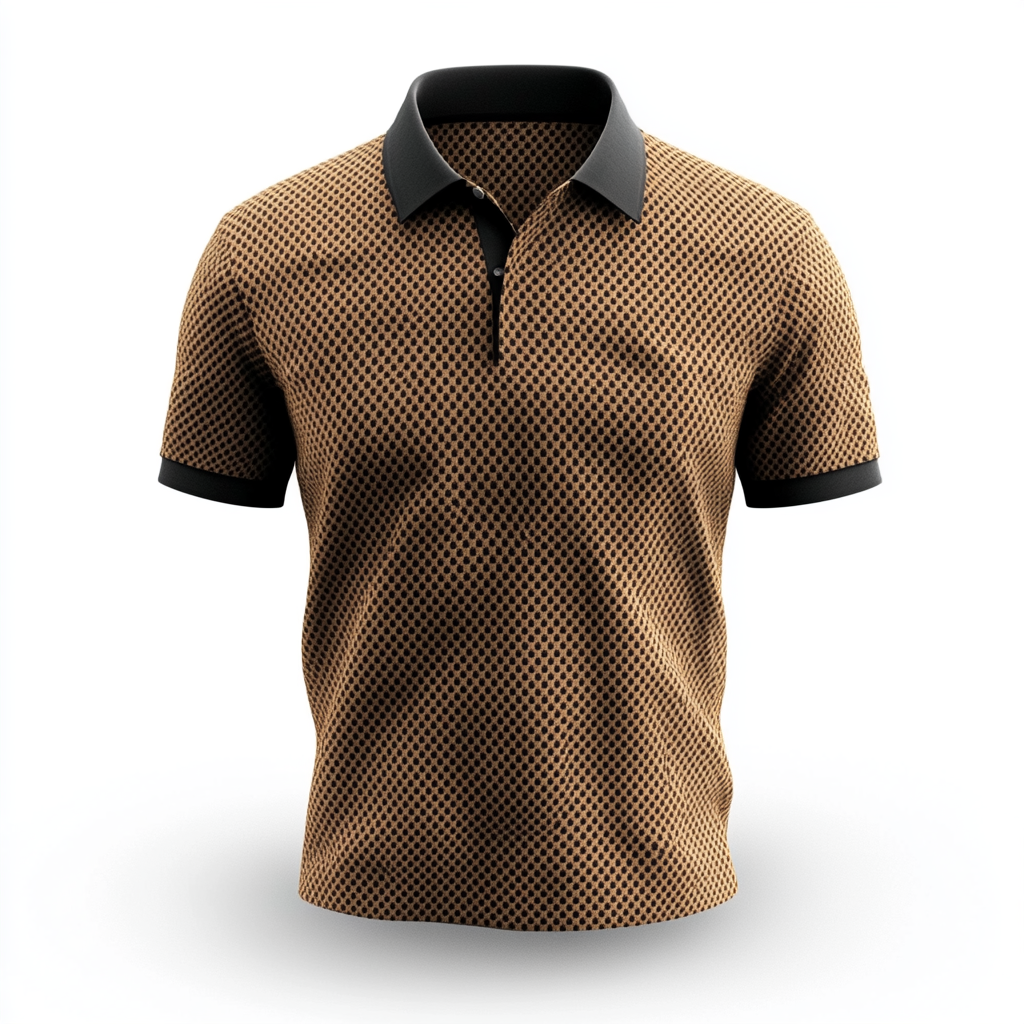 Realistic 3D men's polo with textured fabric in 50's style.