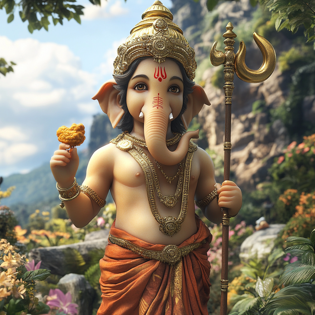 Realistic 4K Image: Young Lord Ganesh and Kartikeya