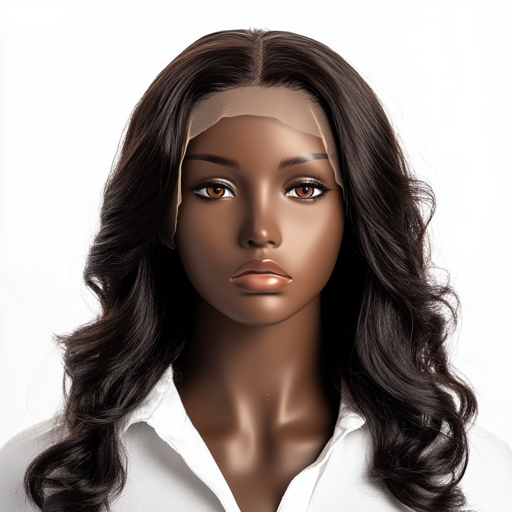 Realistic Black Woman Wig on Mannequin