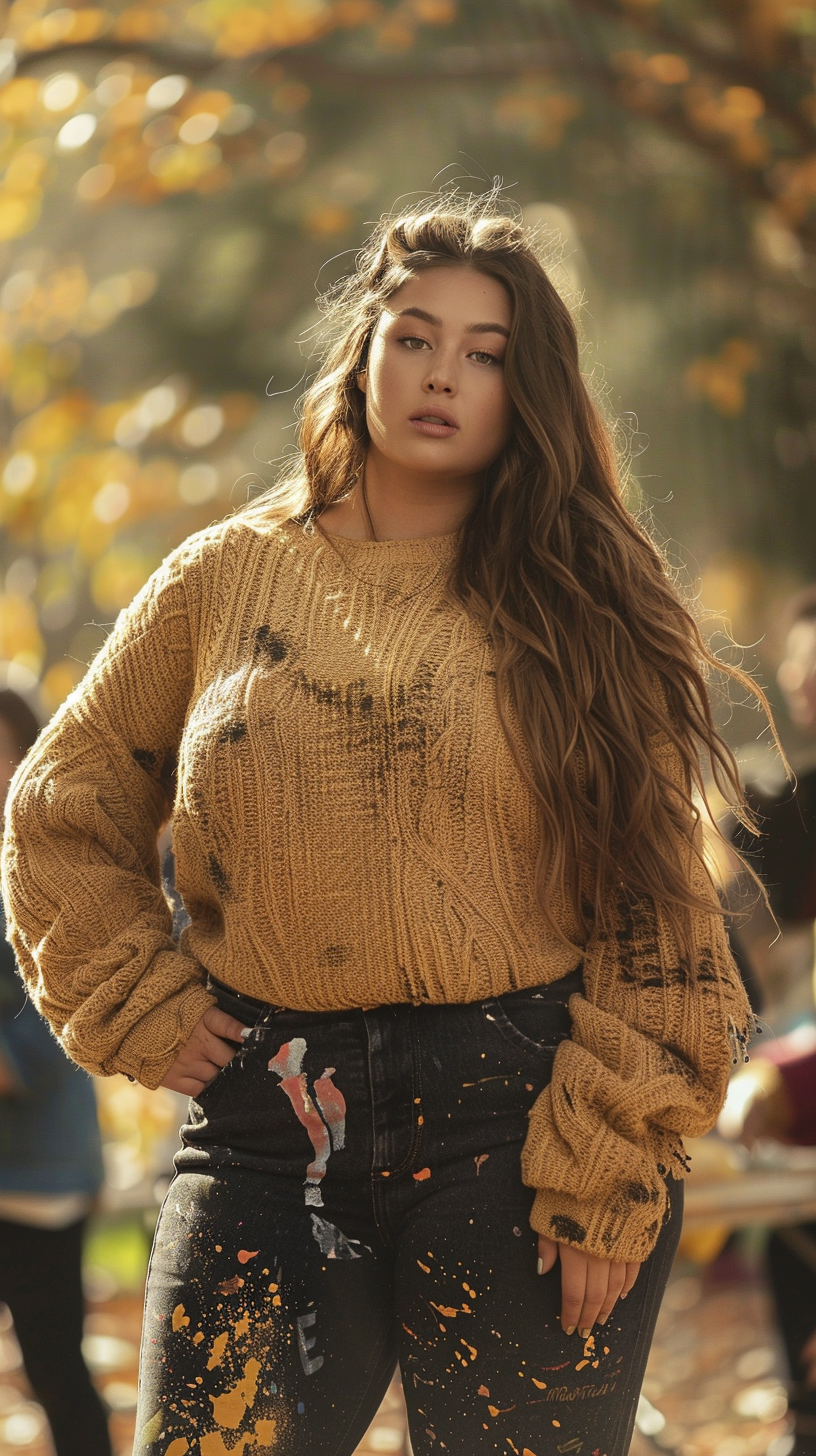 Realistic HD Photo: Plus Size Woman Giving Talk 