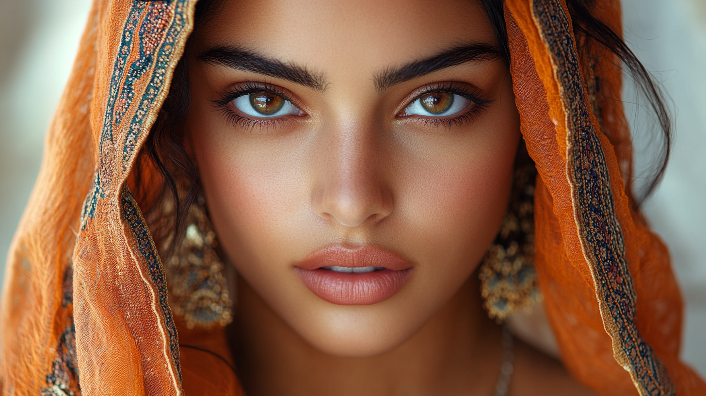 Realistic Indian Woman Portrait in Professional Studio Setting