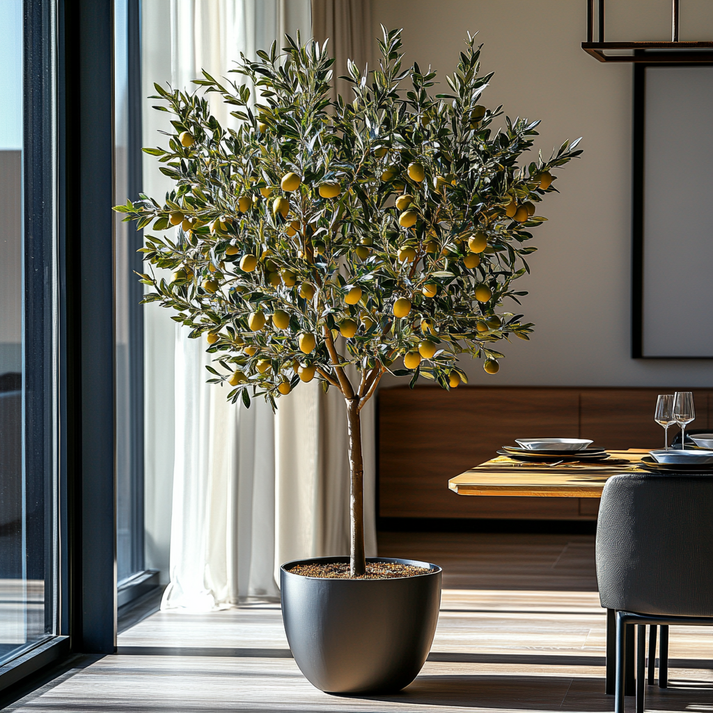 Realistic Olive Tree in Luxury Dubai Dining Room