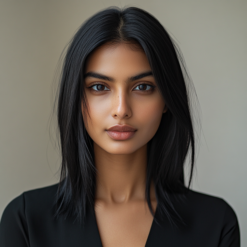 Realistic South Asian Woman Standing Portrait Photo