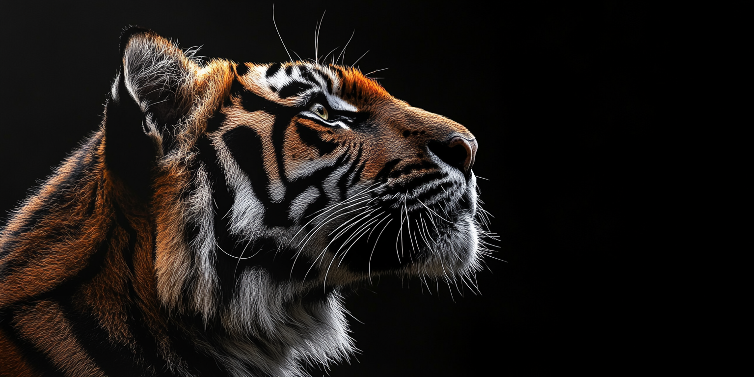 Realistic Tiger Portrait in Golden and Black 