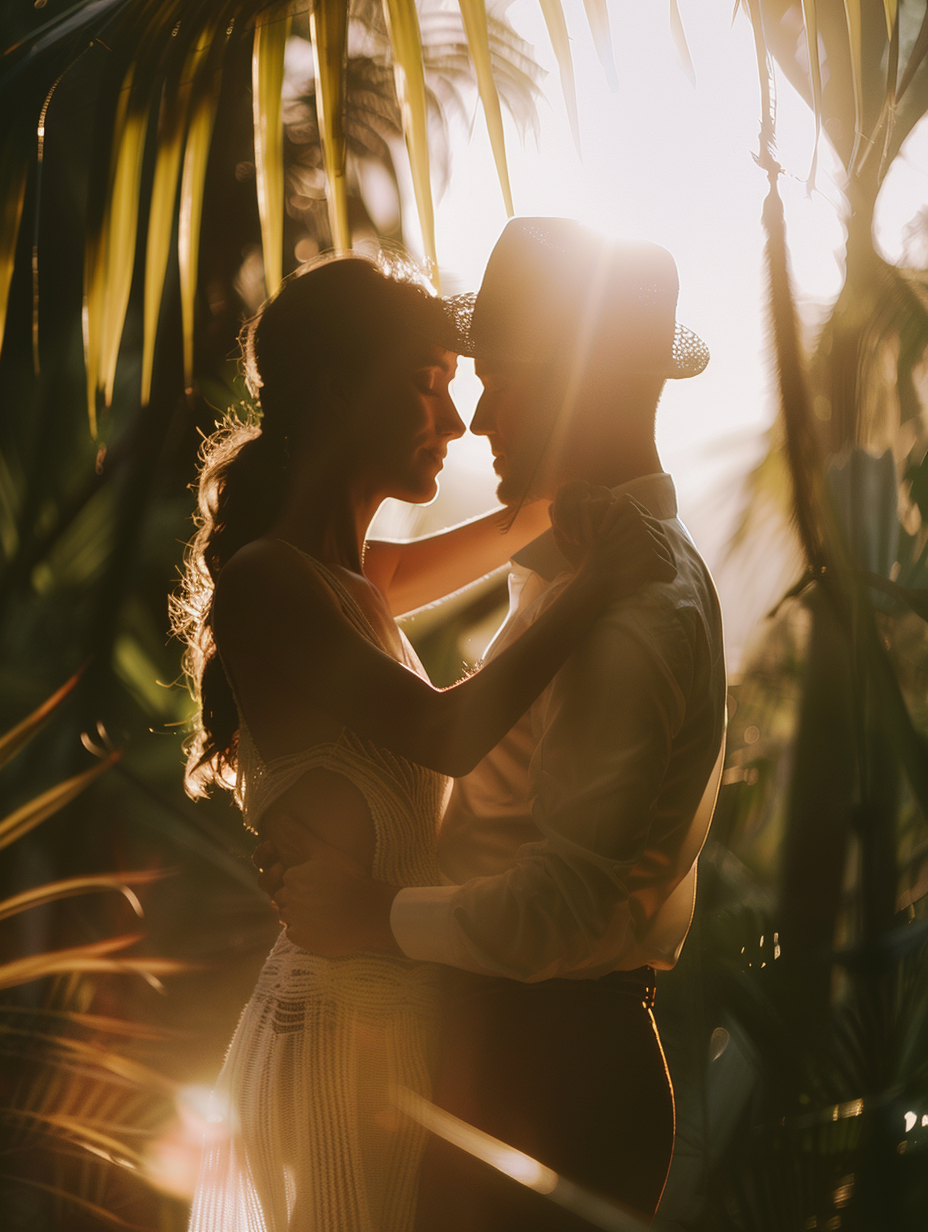 Realistic Ultra-Cinematic Salsa Dance Couple in Tropical Setting