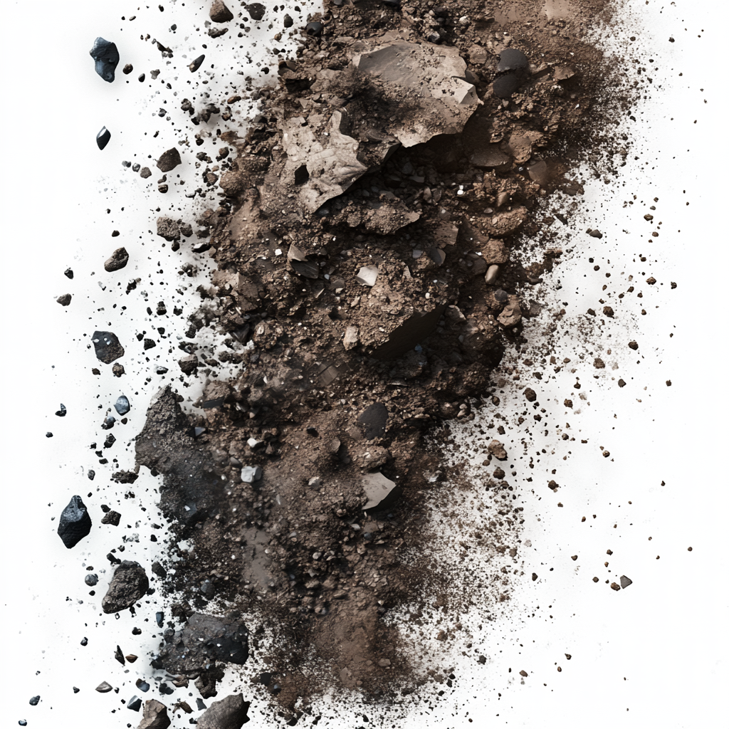 Realistic dirt decal texture for 3D surfaces.