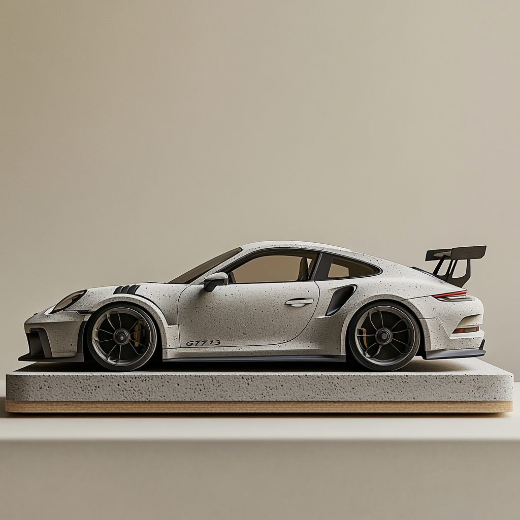 Realistic model of Porsche GT3 on carbon fiber