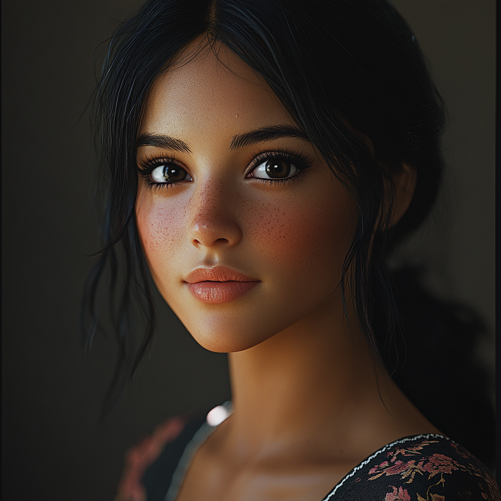 Realistic portrait of Hispanic woman in natural light 