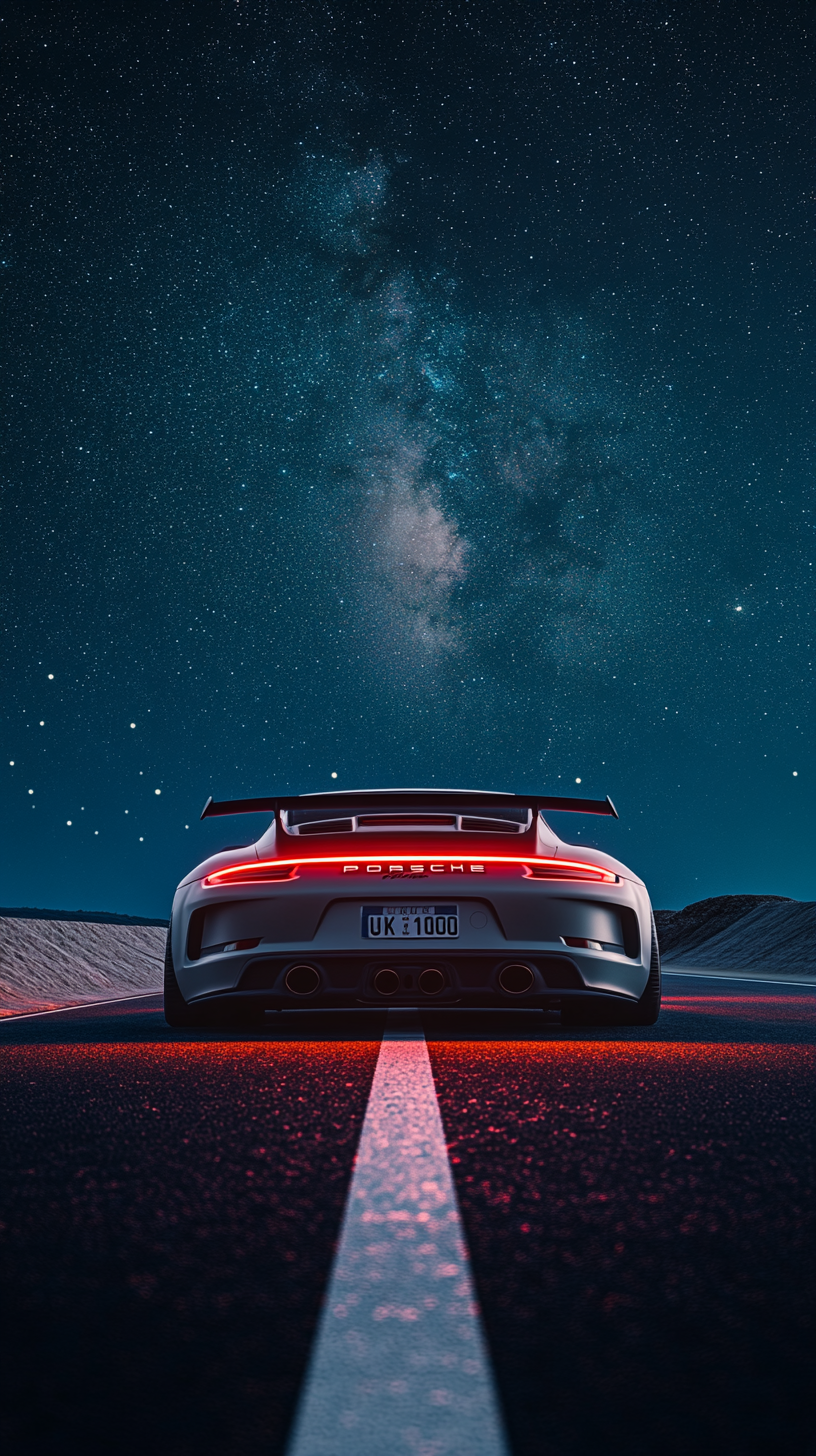 Realistic rear view of modified Porsche 911 wallpaper.