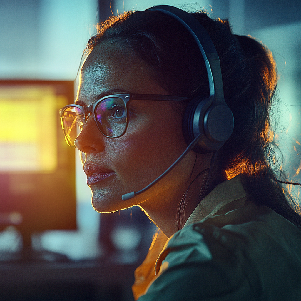 Realistic shoot of woman at helpdesk in office.