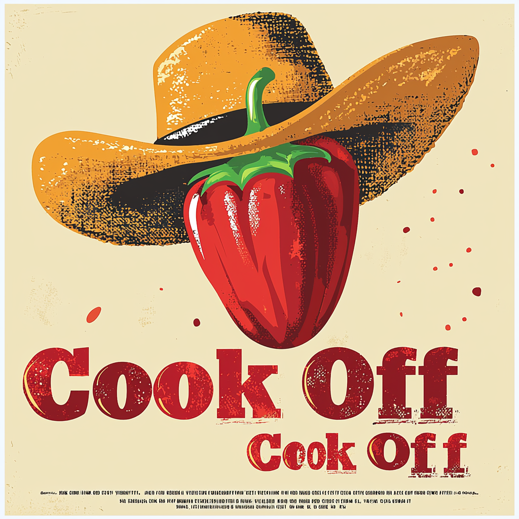 Red Chili Pepper Cowboy Hat Chili Cook Off Poster