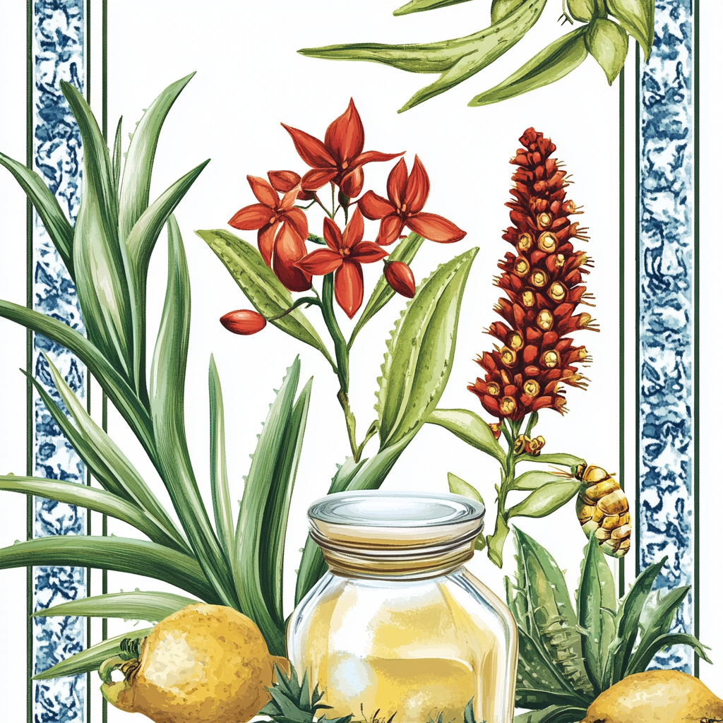 Red Orleans with Aloe Vera and Propolis Illustration