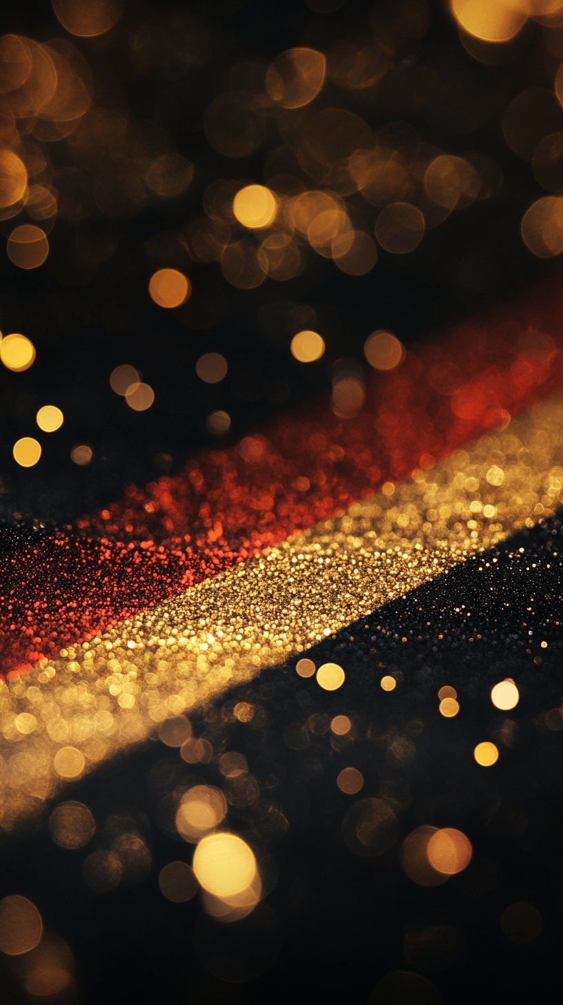 Reflective German flag wallpaper with glittering dots, high resolution.