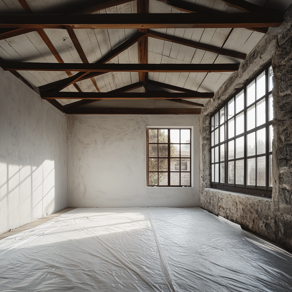 Renovated workroom: modern industrial style with natural light 