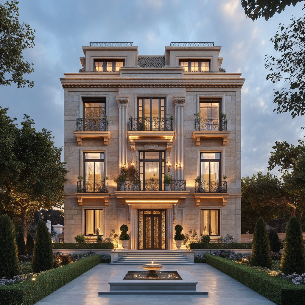 Restored historic mansion with modern luxury blends harmoniously