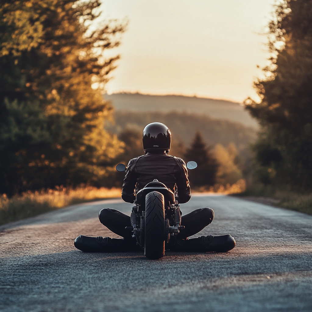 Rider focuses on deep breathing amid peaceful scenery.