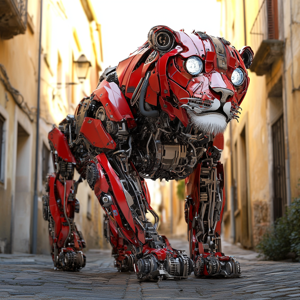 Robotic Lamborghini Lion in Italian Village