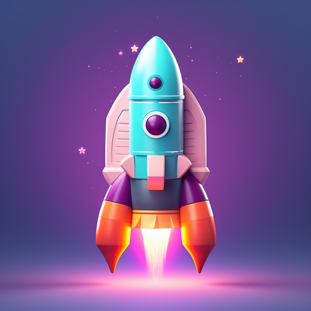 Rocket icon on colorful background