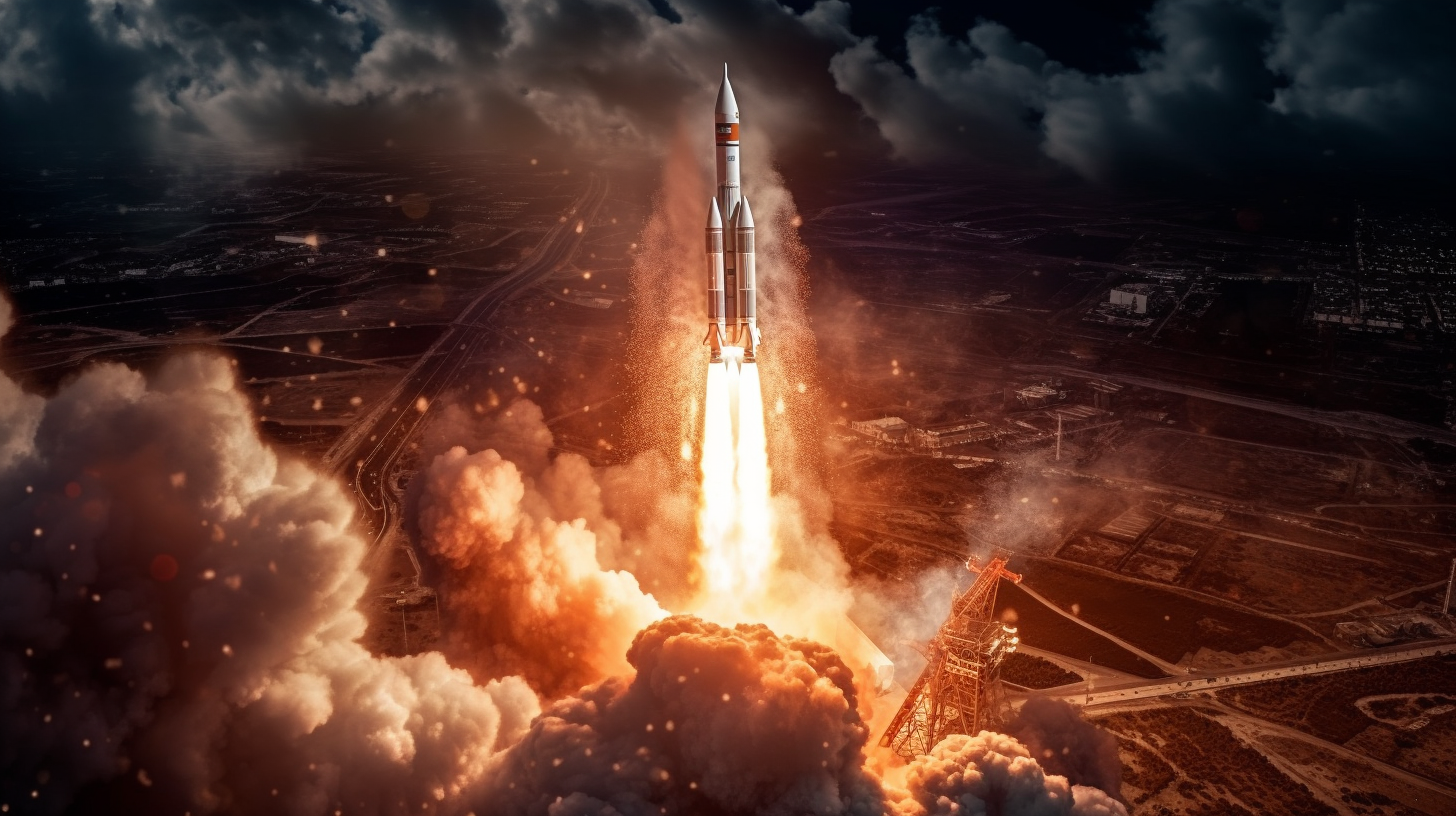 Rocket launch captured in high quality 3D image.