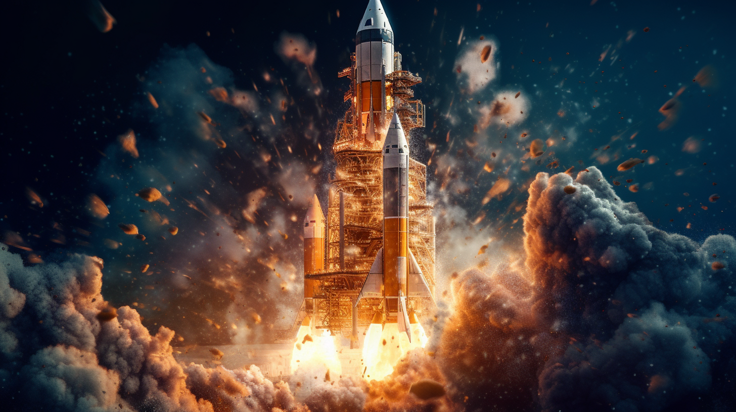 Rocket launched with clear and detailed photography features.