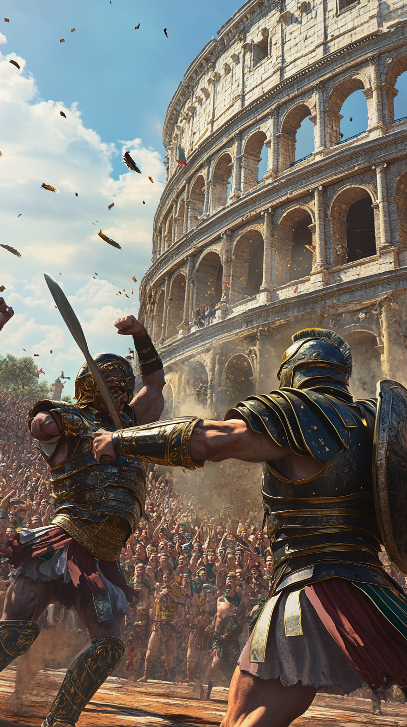 Roman Colosseum Gladiatorial Combat Hyper-Realistic Image