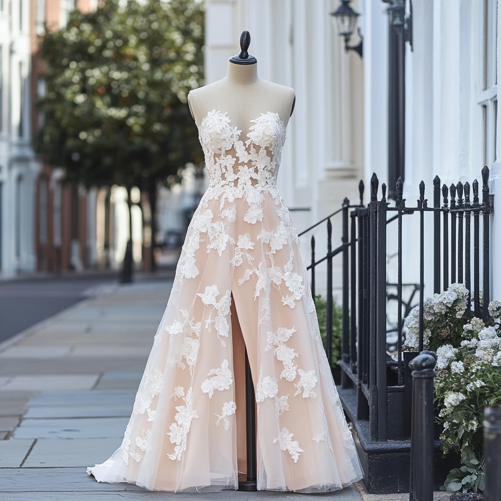 Romantic Bridal Gown in Blush Ivory: Elegant, Delicate Style