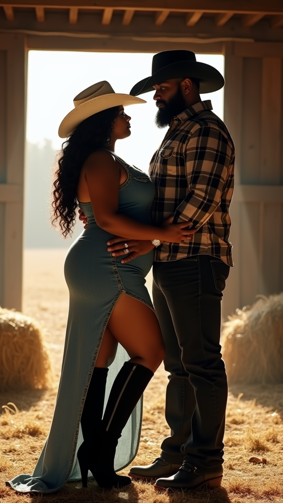 Romantic Cowboy Couple in a Rustic Barn