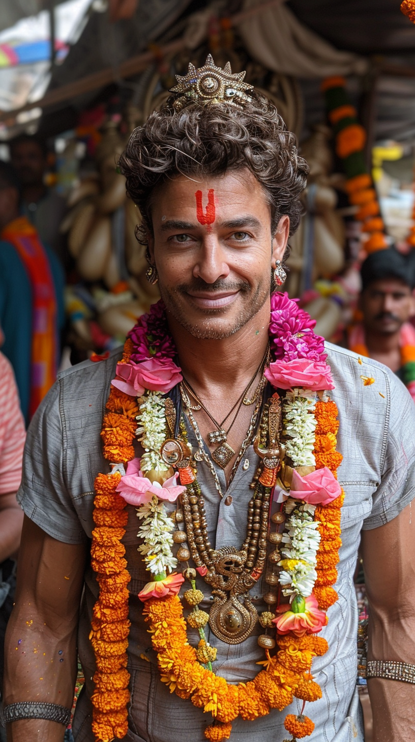 Ronaldo at Ganesh Chaturthi Festival with Idol Statue