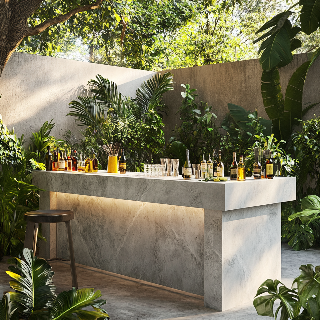 Roof Garden Table Bar with Sink and Marmol