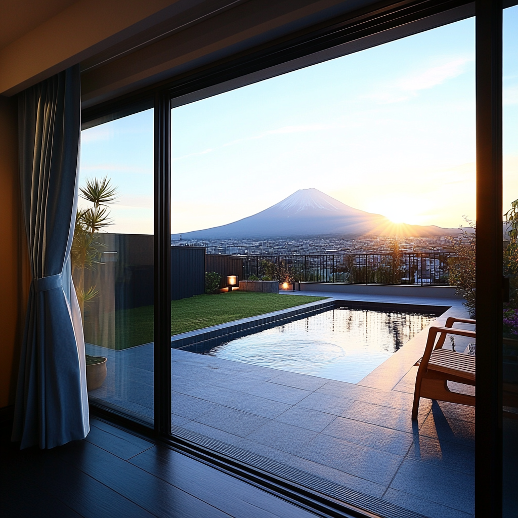 Rooftop view at evening time with sun light.