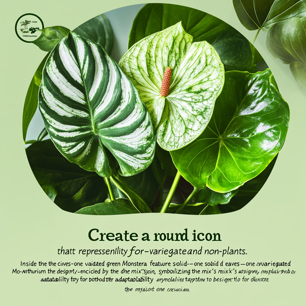 Round icon symbolizing adaptability for variegated and non-variegated plants.