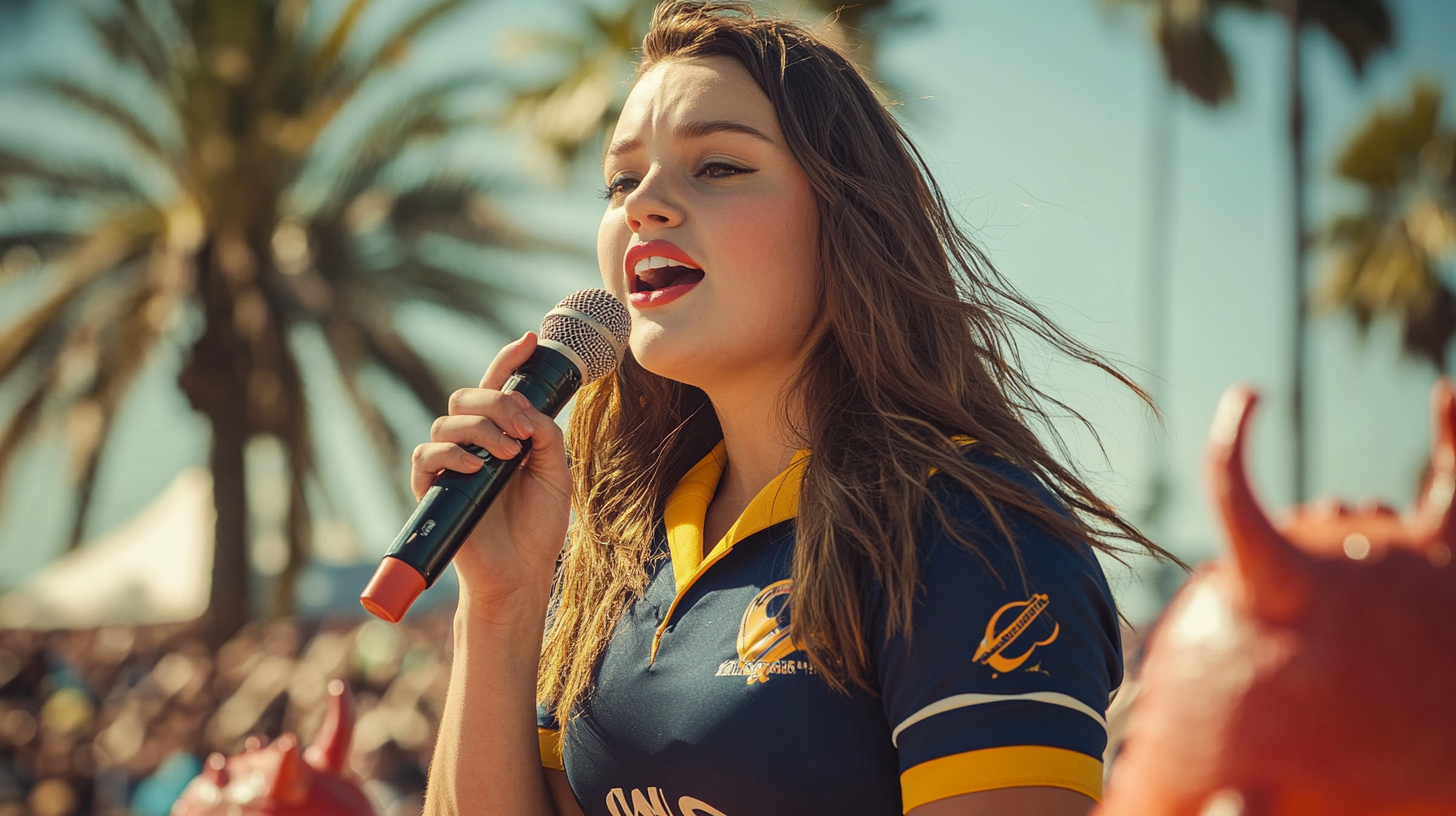 Rugby Player's Vibrant K-Pop Performance in Ampitheatre