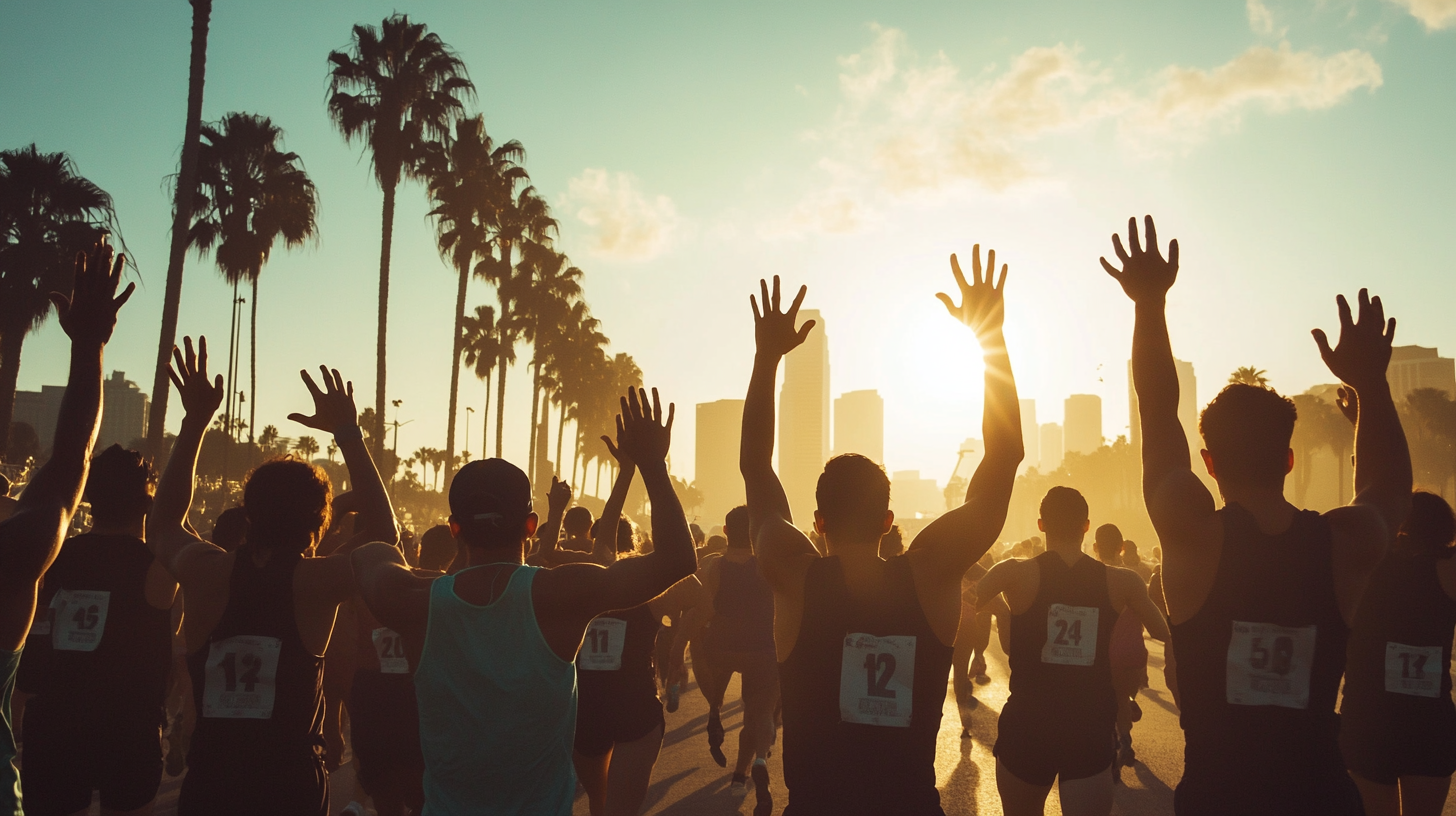 Runners Celebrate Olympic Glory at Los Angeles Stadium