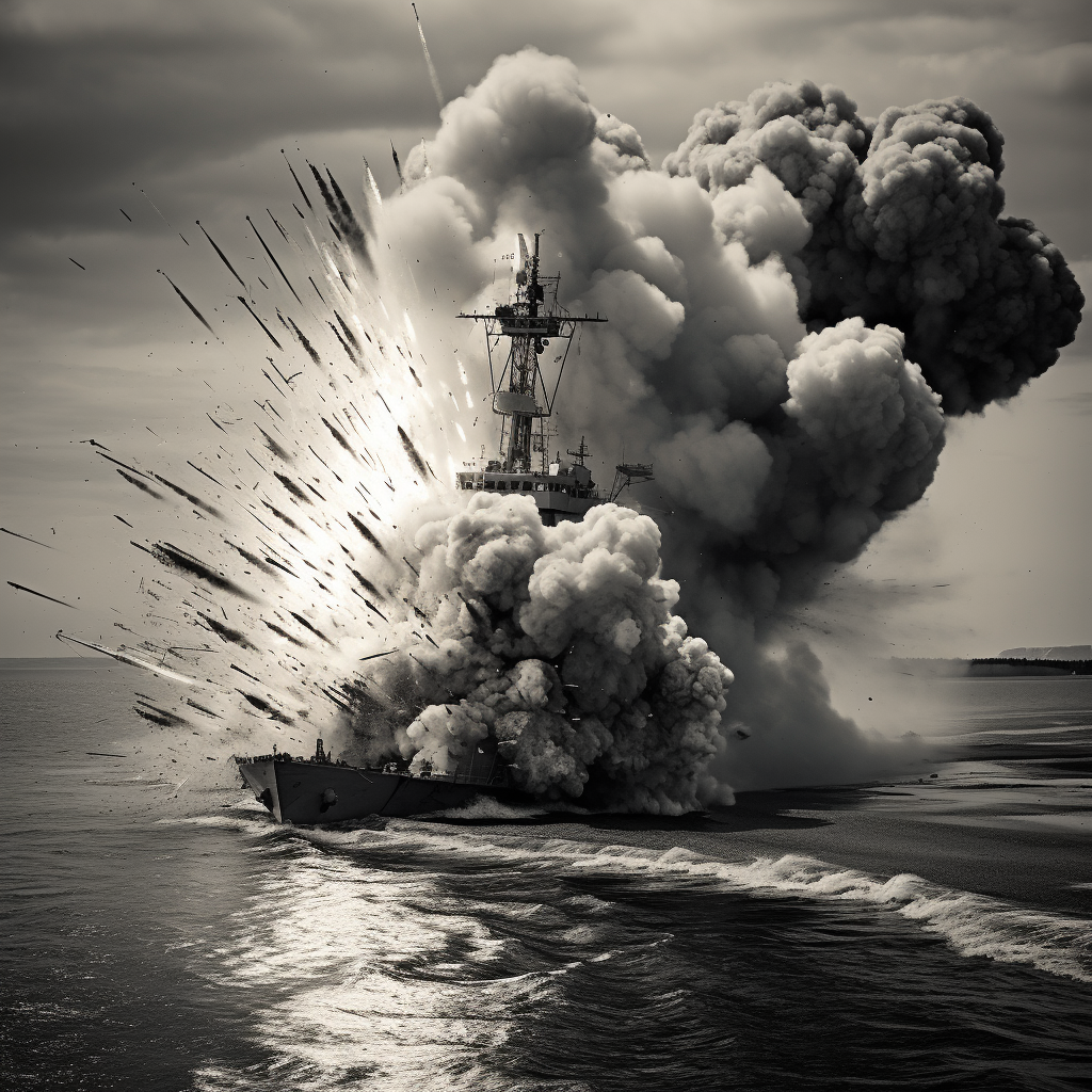 Explosive Destruction of Russian Warship