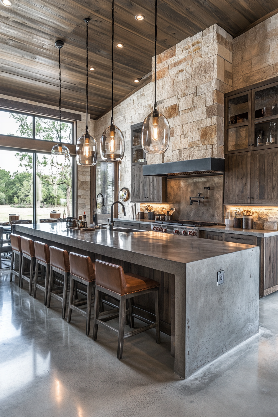 Rustic Stone Kitchen with Modern Touch