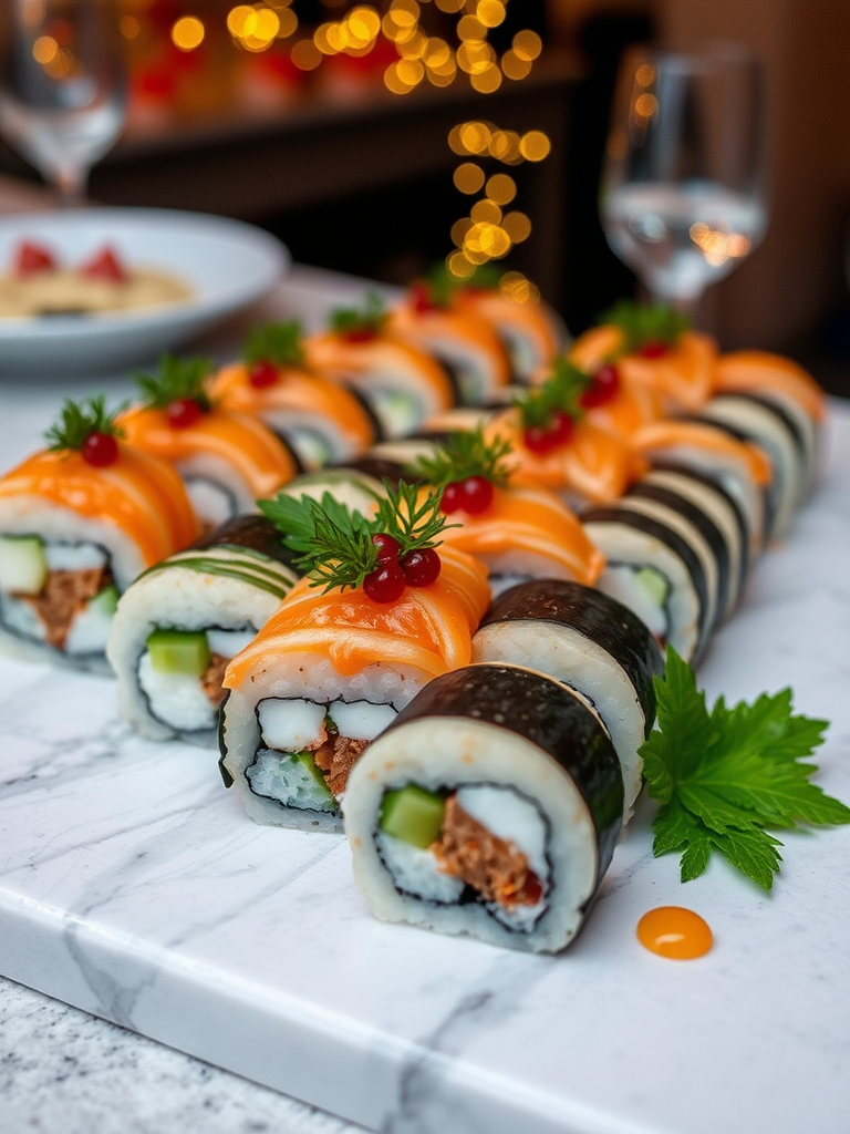 Sabi Sushi makes fresh maki rolls for party.