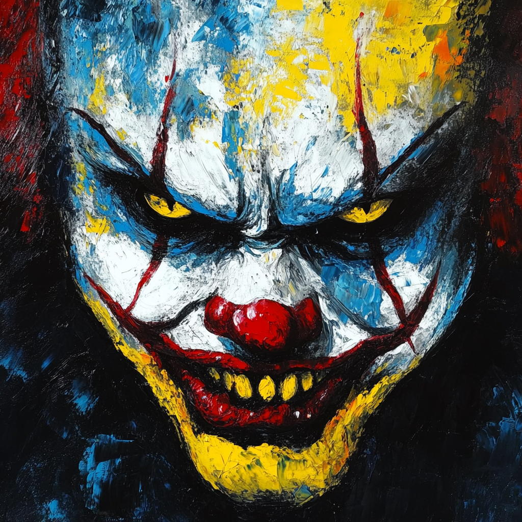 Sad and Angry Clown in Oil Painting Style