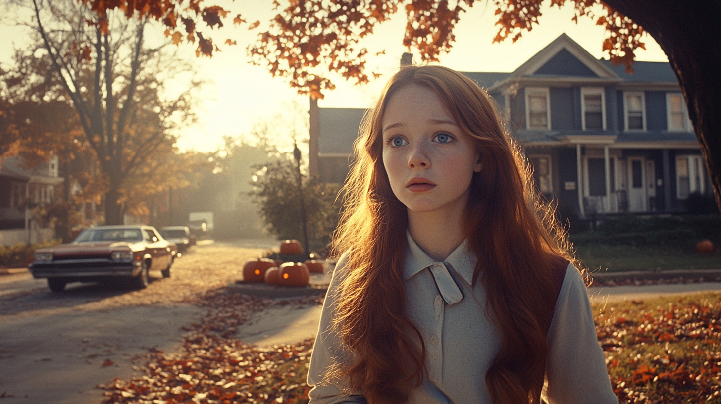 Sad and scared Sissy Spacek as Carrie in 1976.