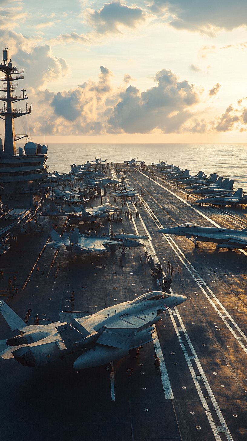 Sailors on USS Dwight D. Eisenhower conducting jet maintenance.