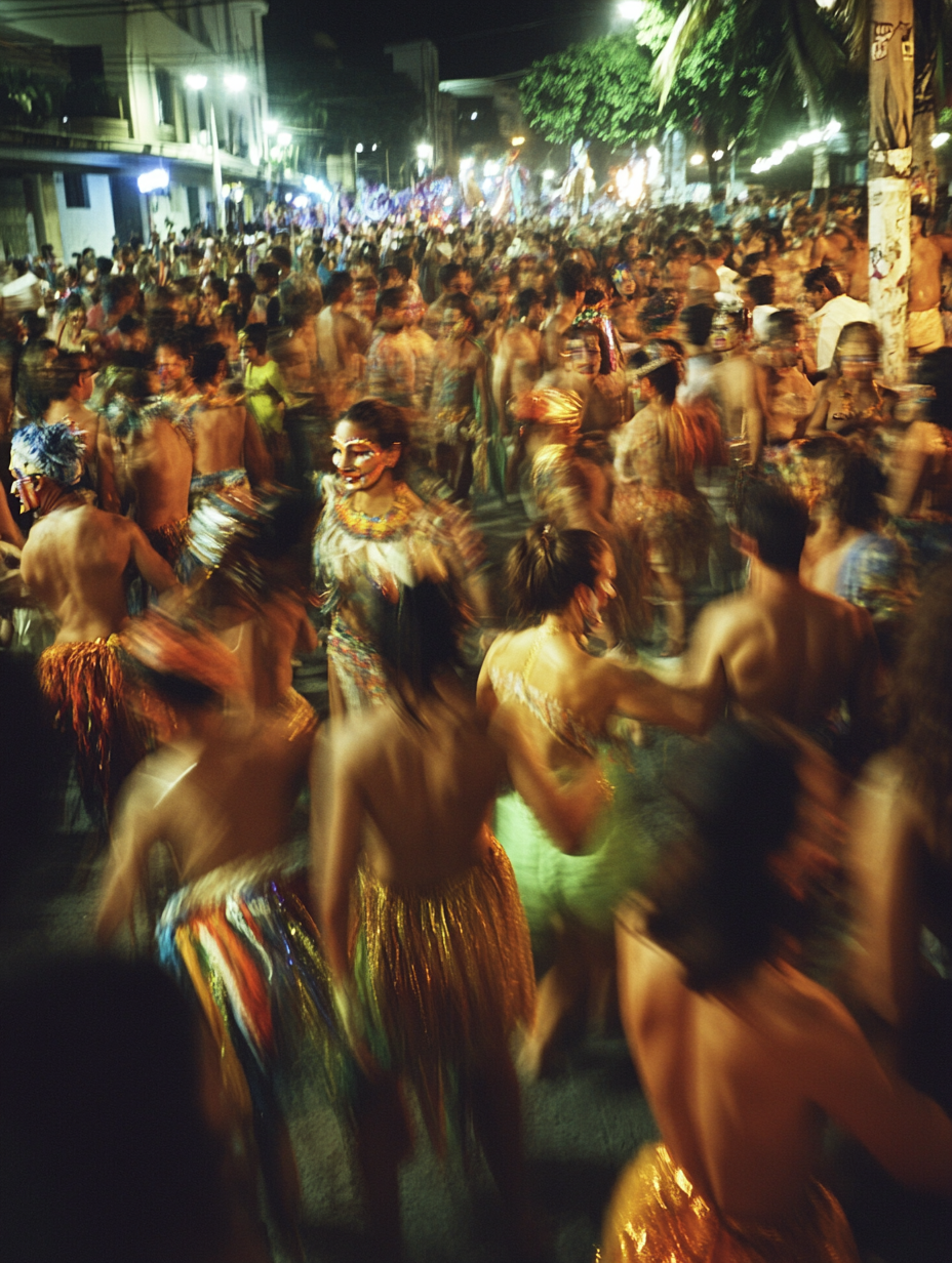 Samba dancers joyfully dance in Brazil's Carnival