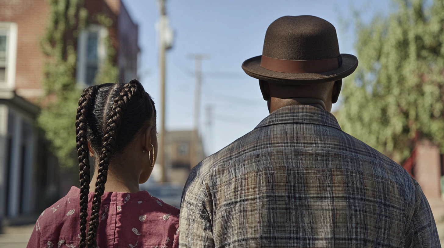 Samuel L Jackson and girl walking - hyper realistic