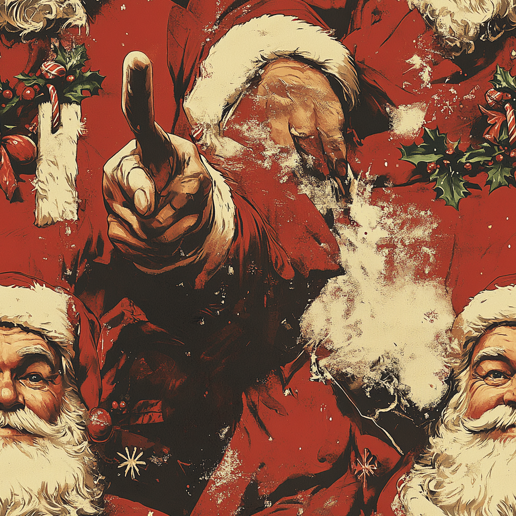 Santa's Cheeky Christmas Wrapping Paper Design