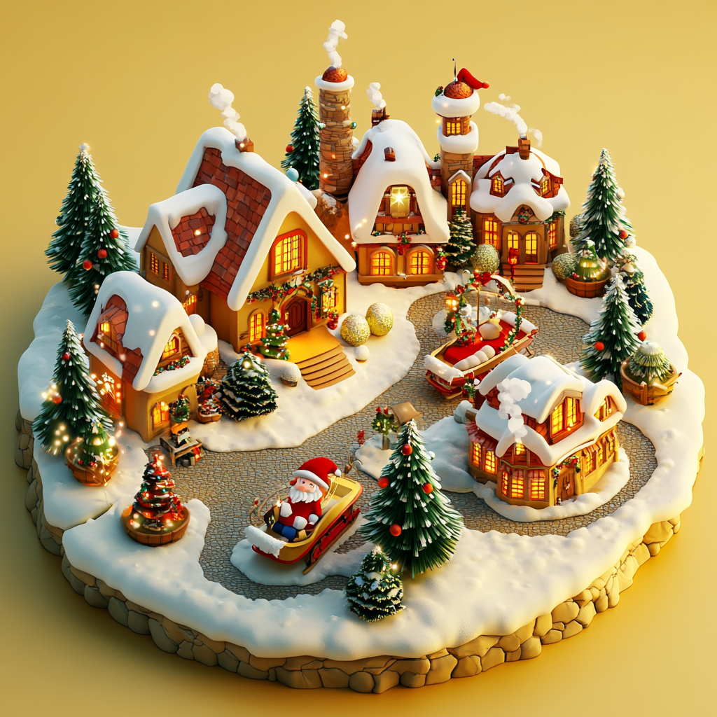 Santa's Village in Low Poly Game Style